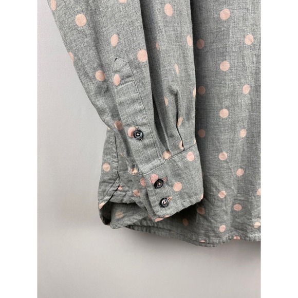 Talbots Polka Dot Button Down Shirt Womens 3X Grey Pink Cotton Preppy Classic - Picture 4 of 8